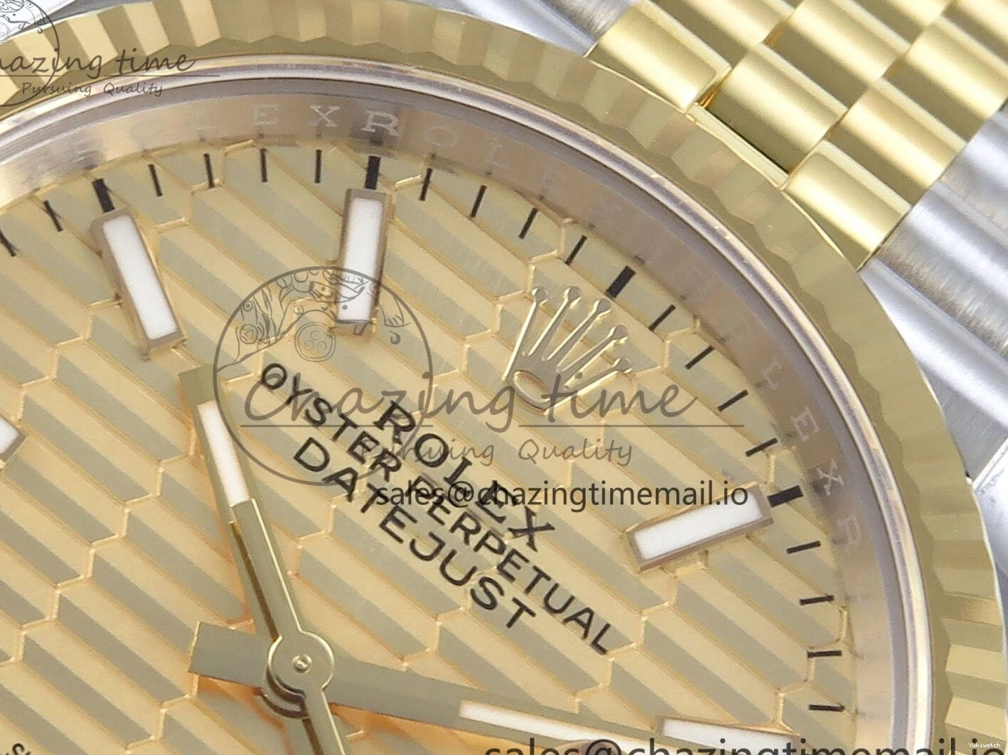 Best Stick YG 126233 EWEF SS on Textured Jubilee A3235 Bracelet 36 Marker YG Edition DateJust Dial 0510